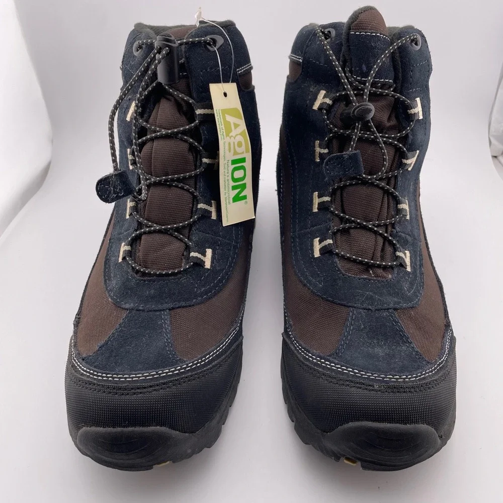 Lands End Mens All Weather Suede Ankle Boots Black‎ Brown 10D 329318